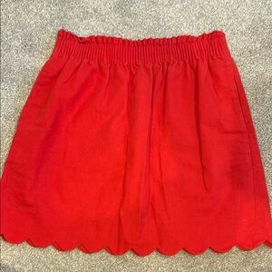Red Scalloped Hem Skirt